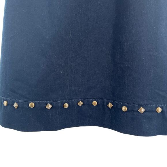 Betsey Johnson Navy Blue Cap Sleeve Gold Studded Detail Shift Dress Women Sz 2 - Picture 6 of 10
